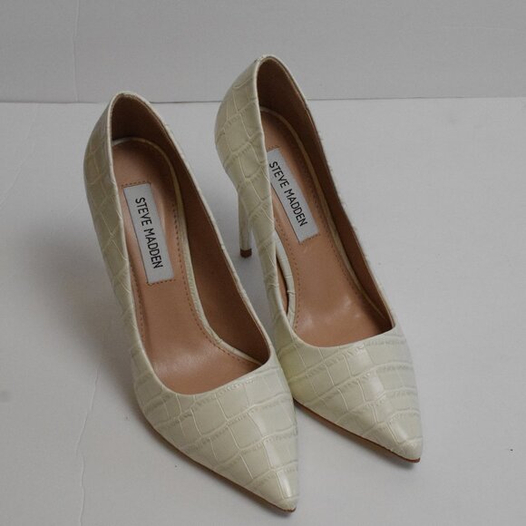 Steve Madden ValaC Crocodile Classy Minimalist Neutral Stiletto Pumps High Heels - Picture 2 of 8